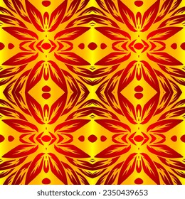 Beautiful rainbow gradient colour seamless batik ethnic dayak ornament for fashion textile pattern background 