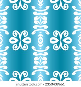 Beautiful rainbow gradient colour seamless batik ethnic dayak ornament for fashion textile pattern background 