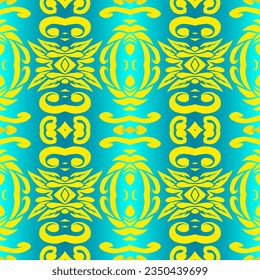 Schöne Farbvariante mit Regenbogen, nahtlos batik, ethnische Dayak-Ornament für Modetextilien-Hintergrund 