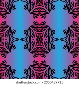 Schöne Farbvariante mit Regenbogen, nahtlos batik, ethnische Dayak-Ornament für Modetextilien-Hintergrund 