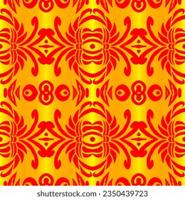 Beautiful rainbow gradient colour seamless batik ethnic dayak ornament for fashion textile pattern background 