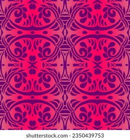 Beautiful rainbow gradient colour seamless batik ethnic dayak ornament for fashion textile pattern background 