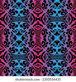 Hermoso color gradiente arcoiris sin fisuras batik étnico adorno de día para el fondo del patrón textil de moda 