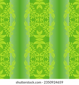 Beautiful rainbow gradient colour seamless flower line art batik ethnic dayak ornament for fashion textile pattern background 