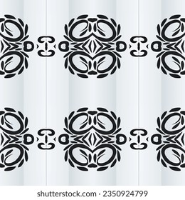 Beautiful rainbow gradient colour seamless flower line art batik ethnic dayak ornament for fashion textile pattern background 