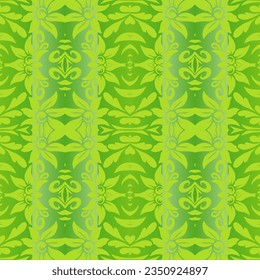 Beautiful rainbow gradient colour seamless flower line art batik ethnic dayak ornament for fashion textile pattern background 