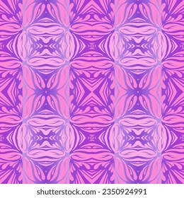 Beautiful rainbow gradient colour seamless flower line art batik ethnic dayak ornament for fashion textile pattern background 