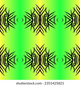 Schöne Farbvariante mit Regenbogen, nahtlose Blumenlinie Art Batik Ethnische Dayak-Ornament für Modetextilmuster-Hintergrund 