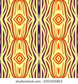 Beautiful rainbow gradient colour seamless flower line art batik ethnic dayak ornament for fashion textile pattern background 