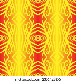 Hermoso color gradiente arcoíris sin fisuras flor línea de arte batik étnico dayak adorno para el fondo de moda de patrón textil 