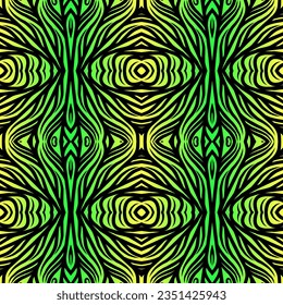 Hermoso color gradiente arcoíris sin fisuras flor línea de arte batik étnico dayak adorno para el fondo de moda de patrón textil 