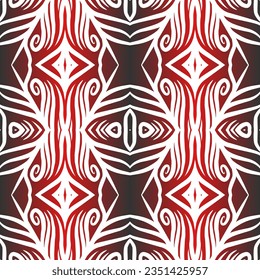 Beautiful rainbow gradient colour seamless flower line art batik ethnic dayak ornament for fashion textile pattern background 