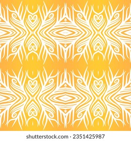Hermoso color gradiente arcoíris sin fisuras flor línea de arte batik étnico dayak adorno para el fondo de moda de patrón textil 