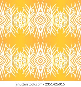 Beautiful rainbow gradient colour seamless flower line art batik ethnic dayak ornament for fashion textile pattern background 