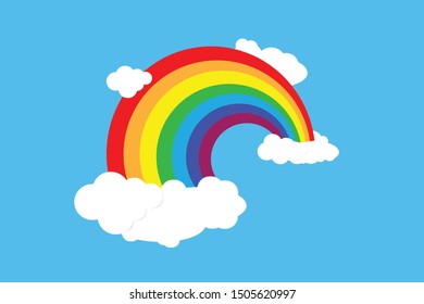 Beautiful rainbow icon template. Colorful rainbow in the sky vector and Illustration.