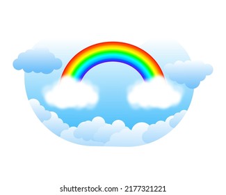 Beautiful rainbow, Beautiful meteorological phenom. Vector illustration.