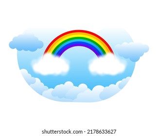 Beautiful rainbow, Beautiful meteorological phenom. Vector illustration.