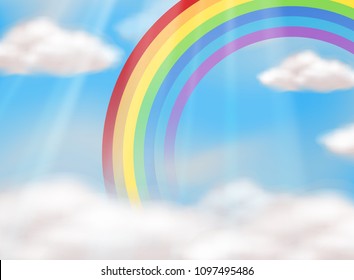 A Beautiful Rainbow in Sky illustration