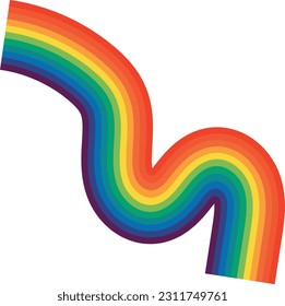 Hermosas rayas arcoiris vectoriales editables aisladas en fondo blanco
