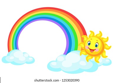 Childrens Drawing Sun Rainbow Smile Stock Illustration 1252722088 ...