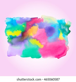 Beautiful rainbow watercolor wash, wet technique, great background for web and print. Vector EPS-10 file, transparency used. 