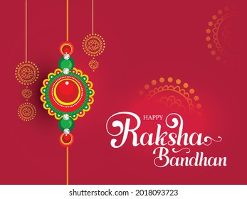 Beautiful Rakhi Design on Traditional Background with Creative Hand Lettering Text 