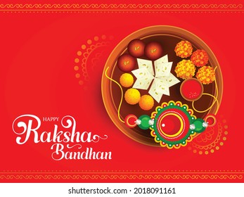 Beautiful Rakhi Traditional Background with Creative Hand Lettering Text 