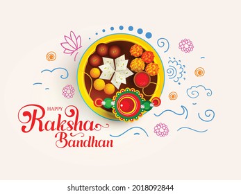 Beautiful Rakhi Traditional Background Design with Doodle Decoration for Raksha Bandhan Festival. svg