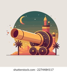 hermosa ilustración de Ramadan Cannon en diseño islámico, fondo