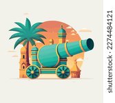 beautiful Ramadan Cannon in islamic design, illustration background