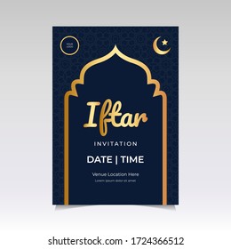 Beautiful Ramadan Iftar Flyer Design With Golden Color Ornament