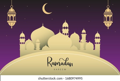 Beautiful Ramadan Kareem Background with mosques element Islamic Background Design for Eid Mubarak 