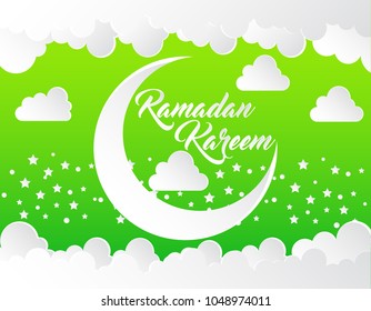beautiful ramadan kareem background with paper art style