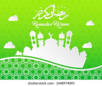 beautiful ramadan kareem background with paper art style