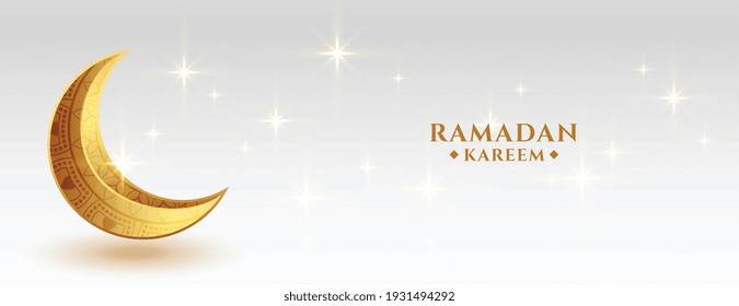 beautiful ramadan kareem festival banner with golden cresent moon