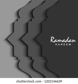 Beautiful ramadan kareem greeting card design in grey color