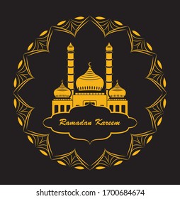 Beautiful ramadan kareem greeting card design with mandala art