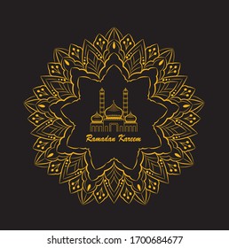 Beautiful ramadan kareem greeting card design with mandala art