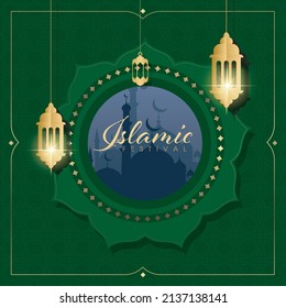 beautiful Ramadan Kareem greeting card design with mandala art Islamic calligraphy, 'Ramadan Kareem background with beautiful lanterns mosque Miner and Islamic Arabic