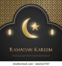 Beautiful Ramadan Kareem greeting poster or background, vector illustration