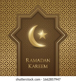 Beautiful Ramadan Kareem greeting poster or background, vector illustration