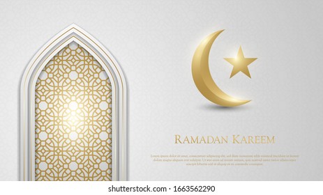 Beautiful Ramadan Kareem greeting poster or background, vector illustration