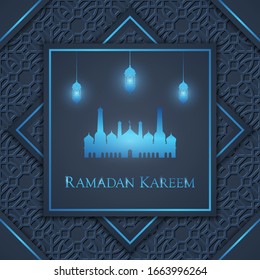 Beautiful Ramadan Kareem greeting poster or background, vector illustration