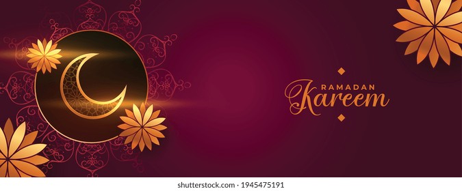 beautiful ramadan kareem islamic flower decorative banner