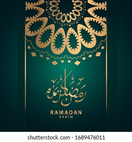 beautiful ramadan kareem or mubarak greeting card design with mandala art