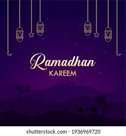 Hermoso fondo temático Ramadan Kareem para banner, fondo y otros diseños gráficos