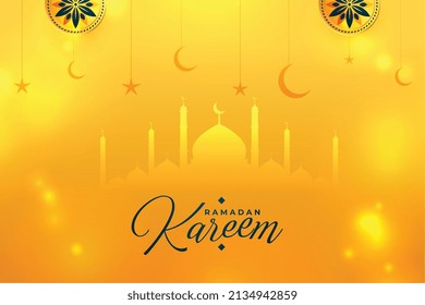 beautiful ramadan kareem yellow shiny religious background