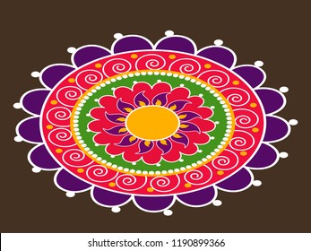 Beautiful Rangoli Design based on Florals.