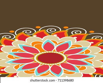 Beautiful Rangoli Design based on Florals.