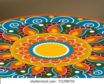 Beautiful Rangoli Design based on Florals.